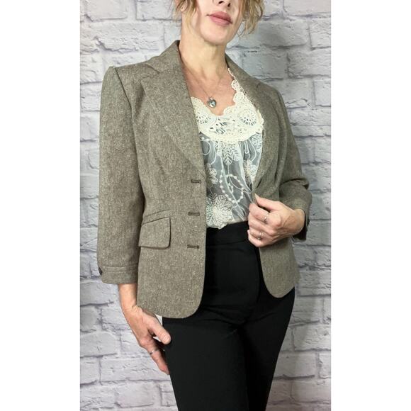 The Limited Vintage Y2K Tweed Wool Blend Old Money Style Neutral Blazer - Picture 1 of 10